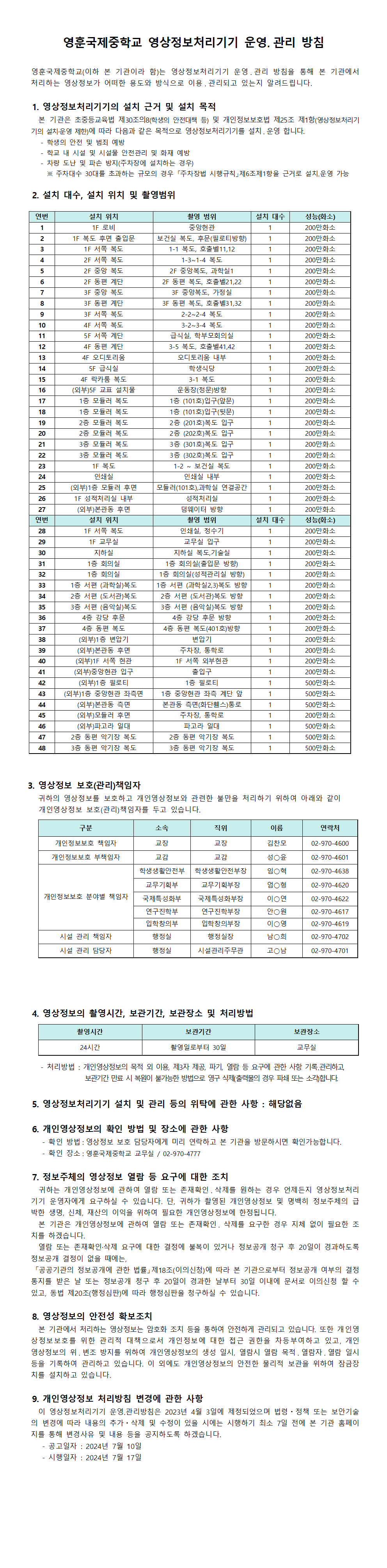 2024학년도 영상정보 처리방침